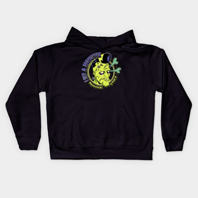 Psychobilly Like a Monster Kids Hoodie by BlackMorelli